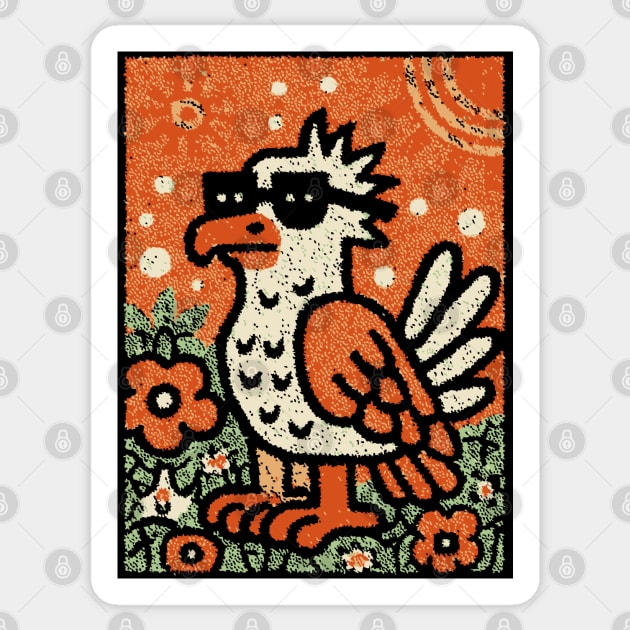 Quirky Hoatzin Bird | The Punk Rock Prehistoric Fowl Sticker by TuncGK